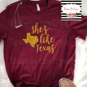 She's Like Texas Women's Gold Glitter Tee